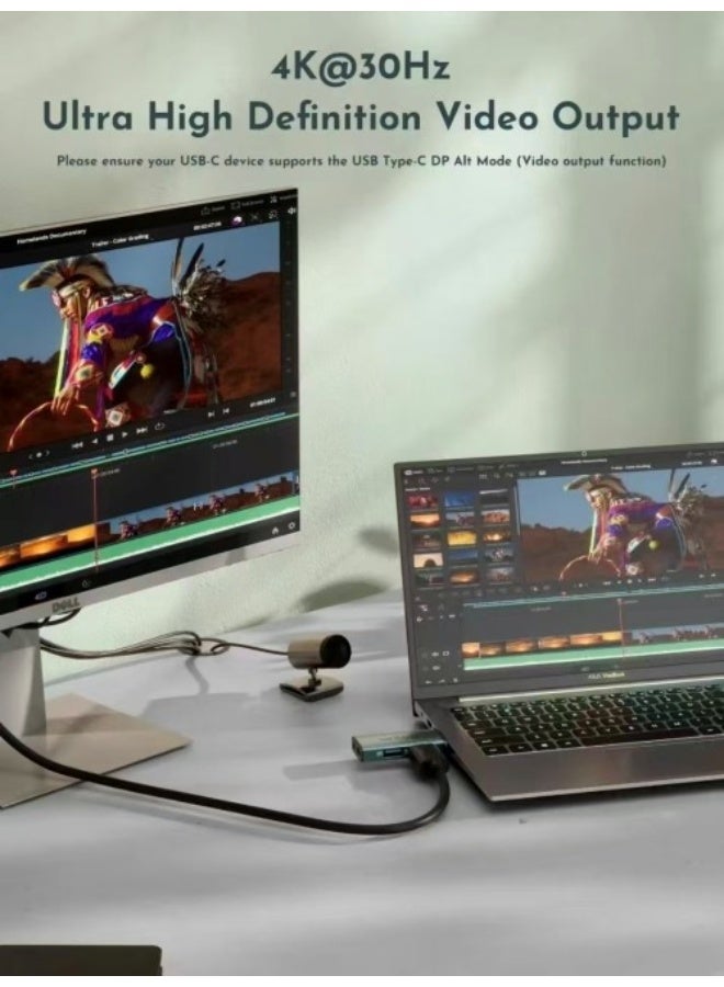 onten OTN-UC361 5-in-1 USB-C Mini Dock (HDMI 4K30Hz + USB3.0 + PD100W + 3.5mm Audio) - Image 5